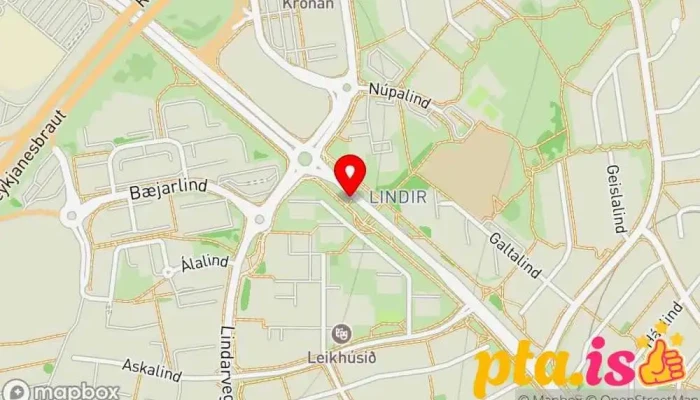 kort yfir Lindir  í Kópavogur