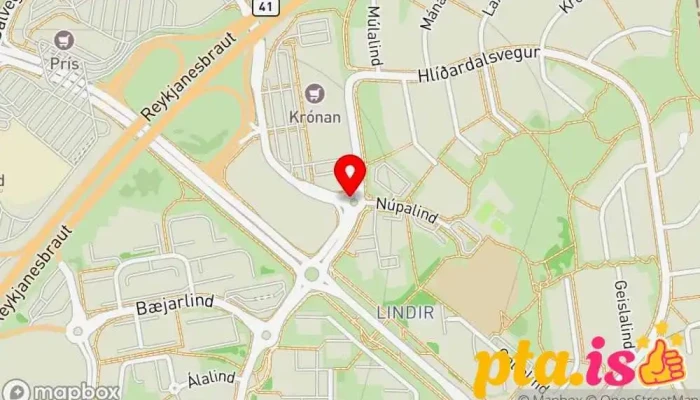 kort yfir Lindir  í Kópavogur