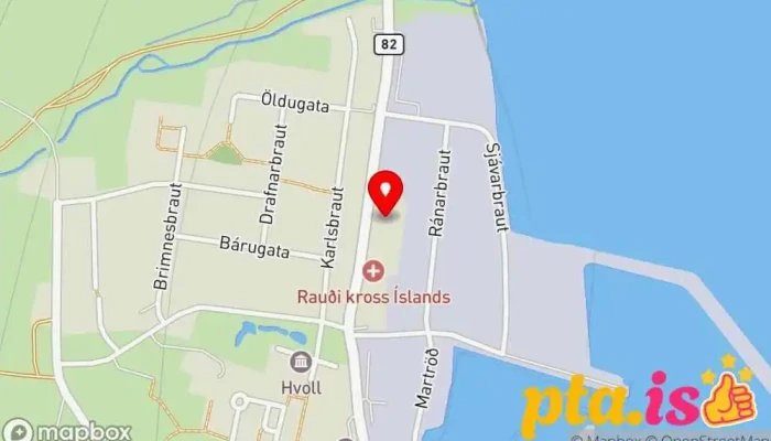 kort yfir Lögreglan á Dalvík Lögreglustöð í Dalvík