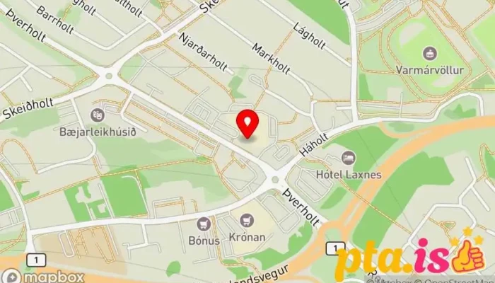 kort yfir Mosfellsbær City Hall Bæjarskrifstofa í Mosfellsbær