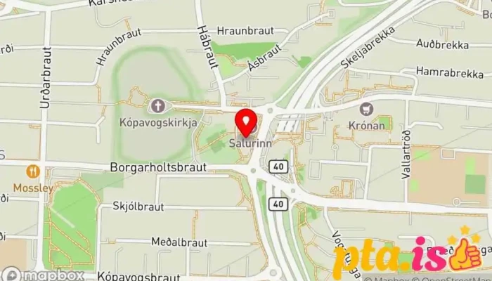 kort yfir Náttúrufræðistofa Kópavogs Náttúrusögusafn, Safn, Dýrafræðisafn, Ferðamannastaður í Kópavogur