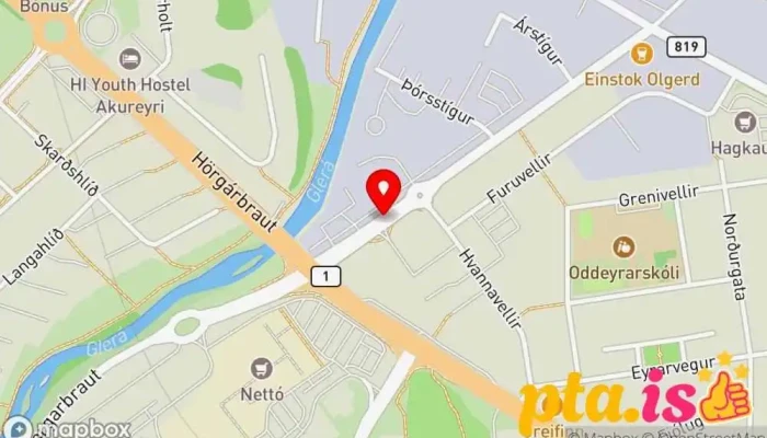 kort yfir Nordata ehf  í Akureyri