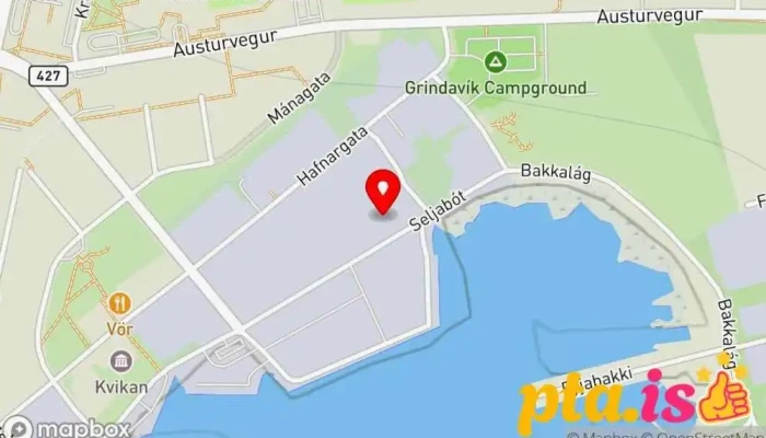 kort yfir Orkan Bensínstöð í Grindavík