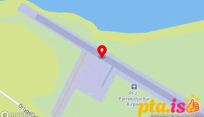 kort yfir Patreksfjarðarflugvöllur Flugbraut í Sauðlauksdalur