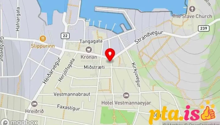 kort yfir Penninn Eymundsson Vestmannaeyjum Bókaverslun, Tímaritaverslun í Vestmannaeyjabær