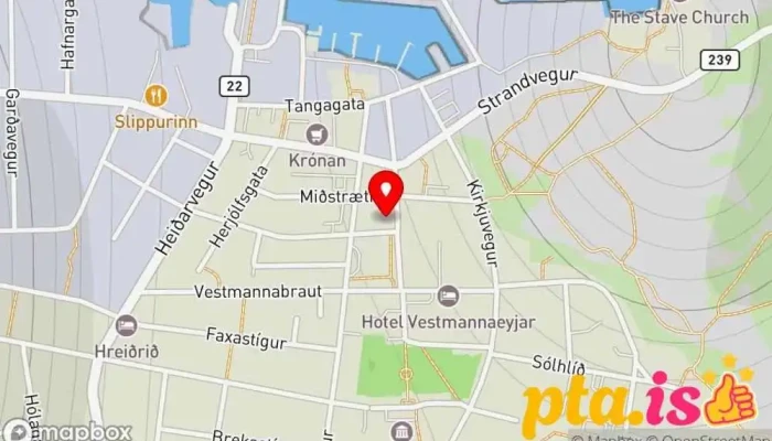 kort yfir Póley Gjafavöruverslun, Barnafataverslun, Húsgagnaverslun, Skartgripaverslun í Vestmannaeyjabær