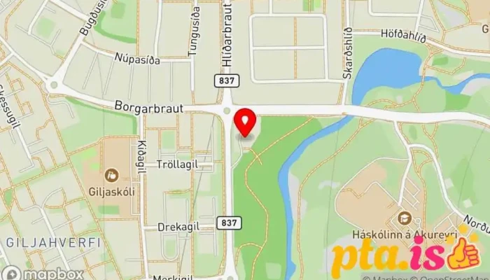 kort yfir Póstbox Akureyri Borgarbraut Pósthús í Akureyri