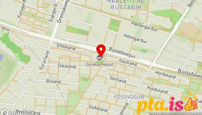 kort yfir Póstbox Grímsbæ Pósthús í Reykjavík