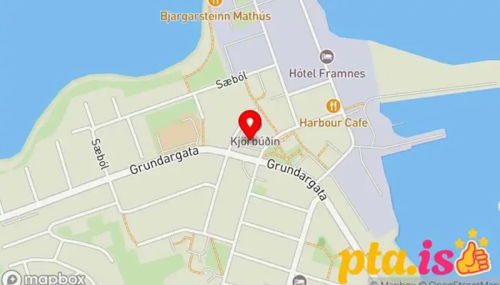 kort yfir Póstbox Grundarfirði við Kjörbúðina Pósthús í Grundarfjörður