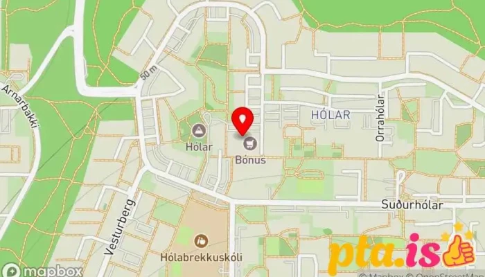 kort yfir Póstbox Hólagarði Pósthús í Reykjavík