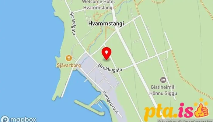 kort yfir Póstbox Hvammstanga við Landsbankann Pósthús í Hvammstangi