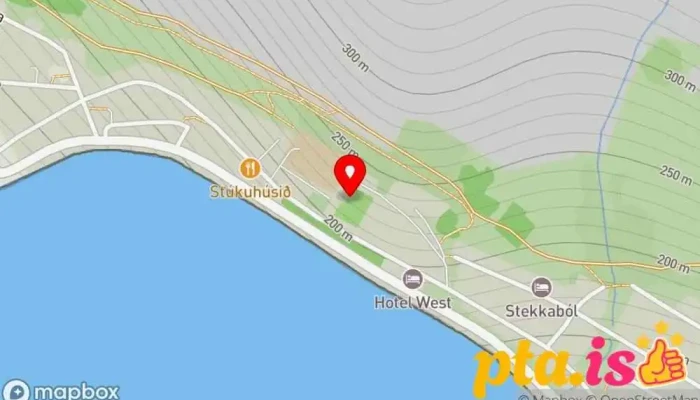 kort yfir Póstbox Patreksfirði í íþróttamiðstöðinni Bröttuhlíð Pósthús í Patreksfjörður