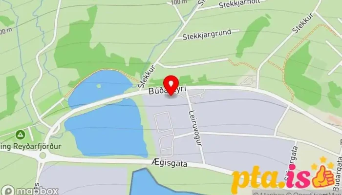 kort yfir Póstbox Reyðarfirði við pósthúsið Pósthús í Reyðarfjörður