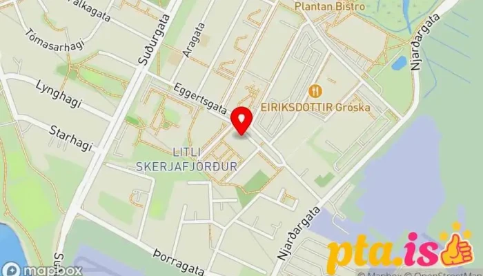 kort yfir Póstbox Reykjavík Eggertsgötu við Krambúðina Pósthús í Reykjavík