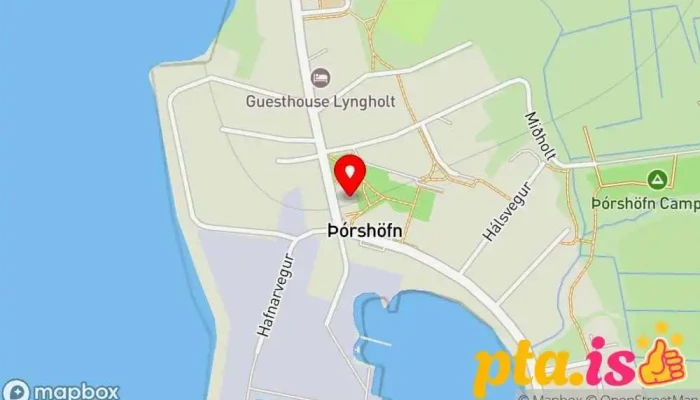 kort yfir Póstbox Þórshöfn við Kjörbúðina Pósthús í Þórshöfn