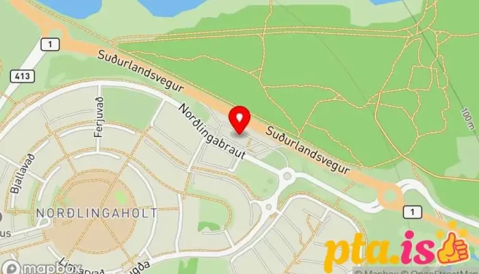 kort yfir Póstbox við Olís í Norðlingaholti Pósthús í Reykjavík