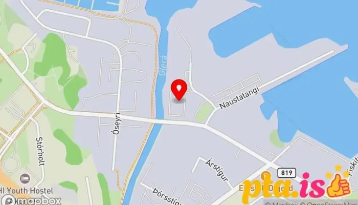 kort yfir Pósthús Akureyri Pósthús í Akureyri