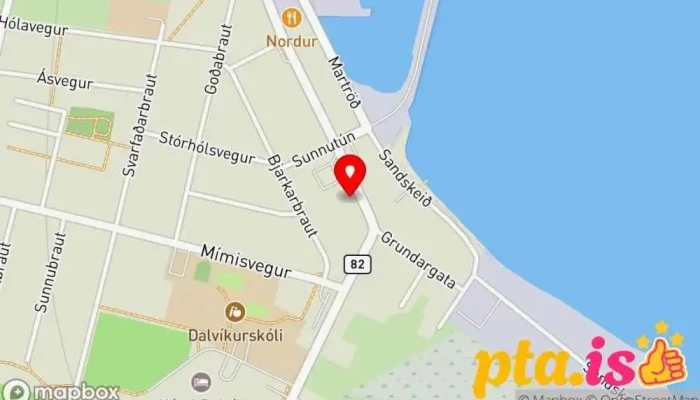 kort yfir Pósthús Dalvík Pósthús í Dalvík