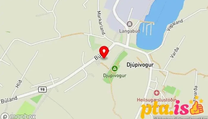 kort yfir Pósthús Djúpavogi Pósthús, Skrifstofa fyrirtækis í Djúpivogur