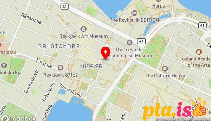 kort yfir Pósthús Food Hall & Bar Veitingastaður í Reykjavík