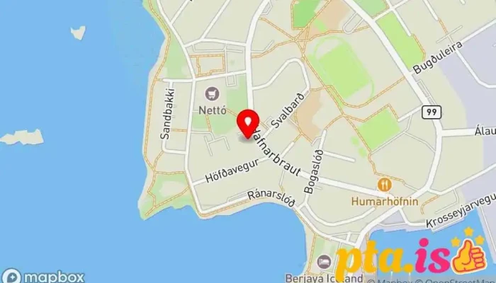 kort yfir Pósthús Höfn í Hornafirði Pósthús í Höfn í Hornafirði