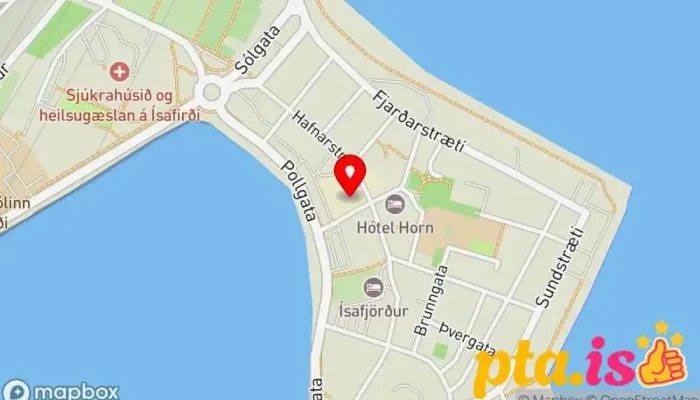 kort yfir Pósthús Ísafirði Pósthús, Lögregludeild, Lögreglustöð í Ísafjörður