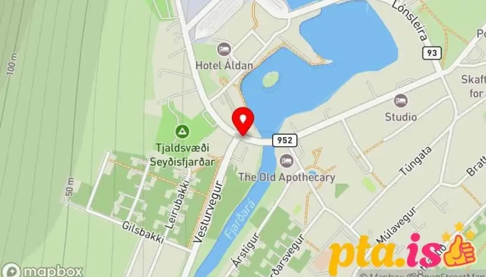 kort yfir Pósthús Seyðisfirði Pósthús í Seyðisfjörður