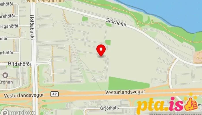 kort yfir Pósthús Stórhöfða Pósthús í Reykjavík