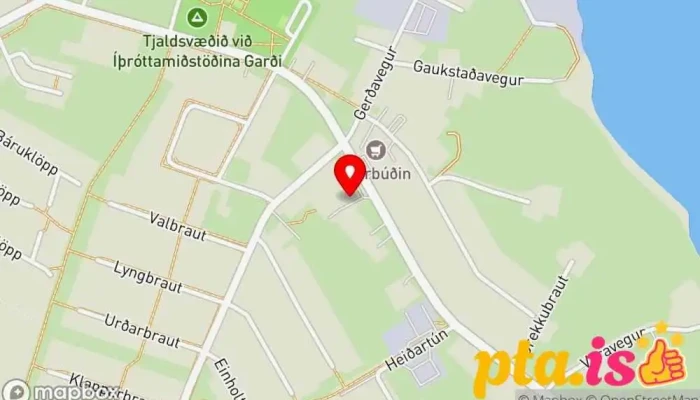 kort yfir Pósthúsið Garði / Garður Bus stop í Garður
