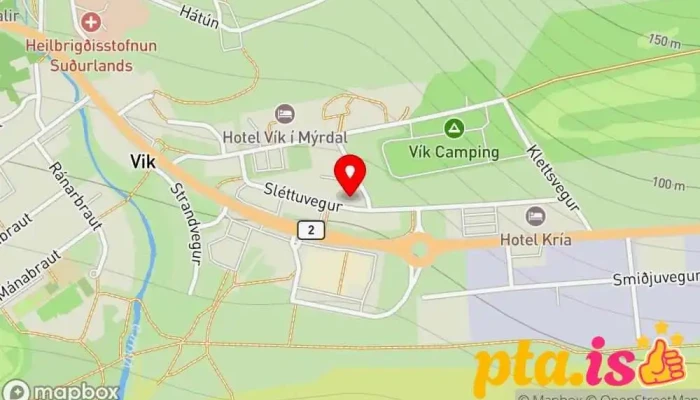 kort yfir Pure Iceland Tours Ferðaþjónustufyrirtæki í Vík