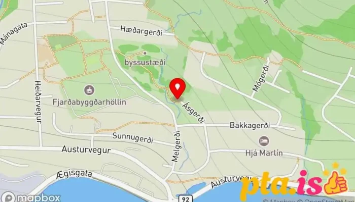 kort yfir Rafveita Reyðarfjarðar Raforkuver í Reyðarfjörður
