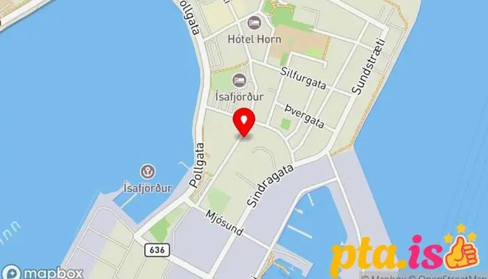 kort yfir Rammagerð Ísafjarðar Gjafavöruverslun, Álrammar, Smiður, Jólaverslun, Umboðssala, Ráðgjafi, Blómabúð, Markaður, Viðarrammar í Ísafjörður