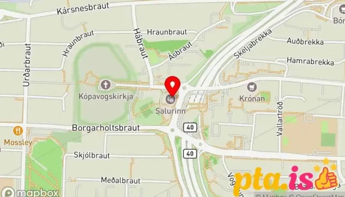 kort yfir Salurinn Tónleikasalur í Kópavogur