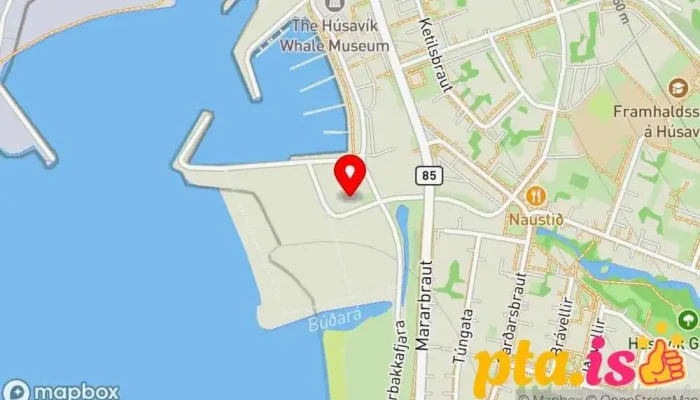 kort yfir Samskip Flutningafyrirtæki í Húsavík