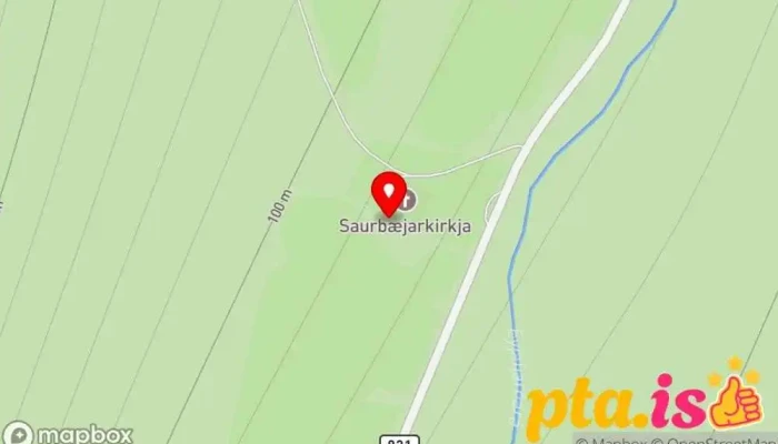 kort yfir Saurbæjarkirkja í Eyjafirði Kirkja í 65.447141, -18.208468