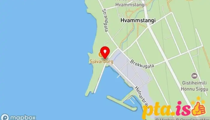 kort yfir Selasetur Íslands Upplýsingamiðstöð ferðamanna, Kaffisali, Safn, Rannsóknarstofnun, Minjagripaverslun í Hvammstangi