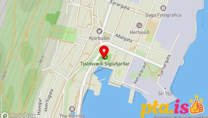 kort yfir Siglufjörður tjaldsvæði Tjaldstæði í Siglufjörður
