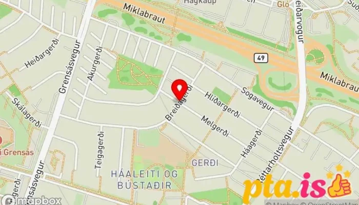 kort yfir Silfurgen Verslun í Reykjavík