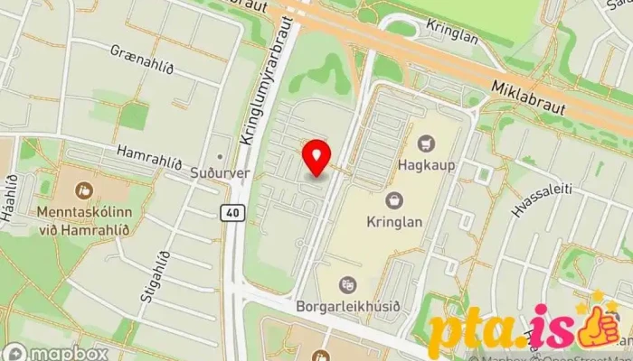 kort yfir Sjóvá Tryggingafélag í Reykjavík