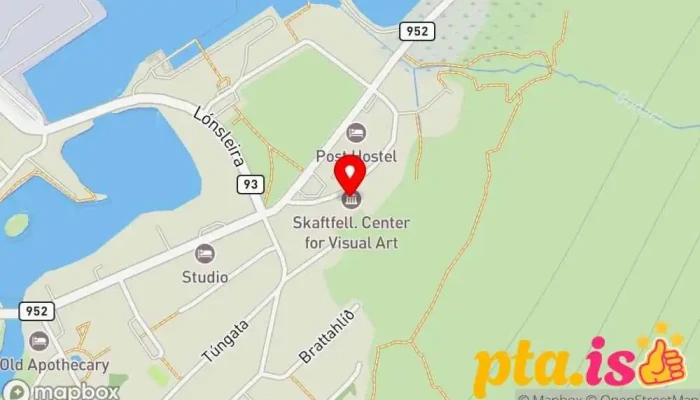 kort yfir Skaftfell Art Center Listasafn, Listamiðstöð í Seyðisfjörður