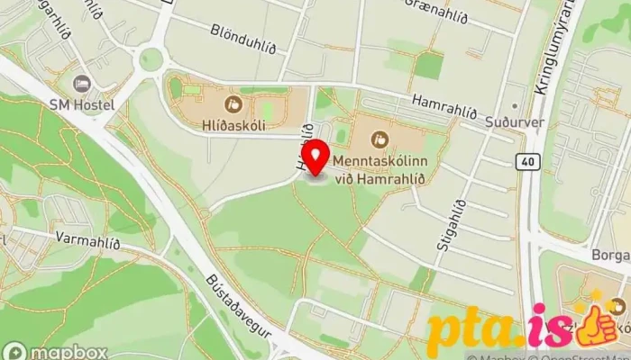 kort yfir Skátafélagið Landnemar Skátaheimili í Reykjavík