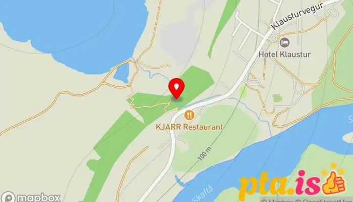 kort yfir Skógarreitur Skógur í Kirkjubæjarklaustur