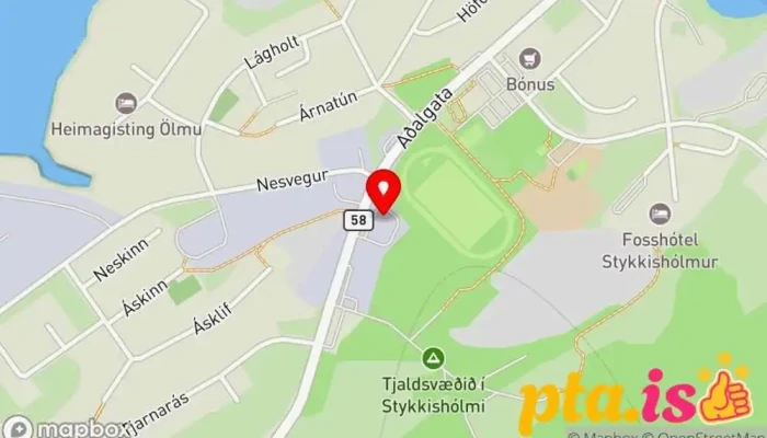 kort yfir Skúrinn Hamborgarastaður, Kjúklingavængjastaður, Pizzustaður, Verslun í Stykkishólmur