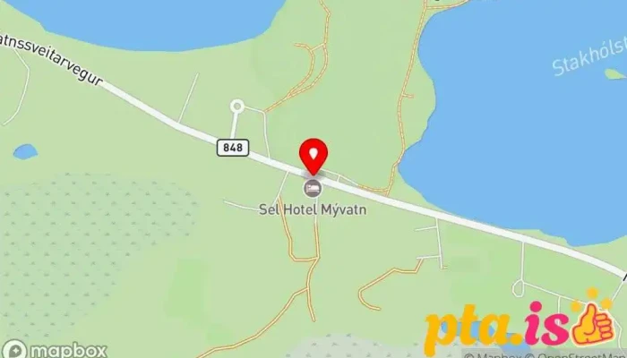 kort yfir Skútustadagrig pseudo craters Ferðamannastaður í Reykjahlíð