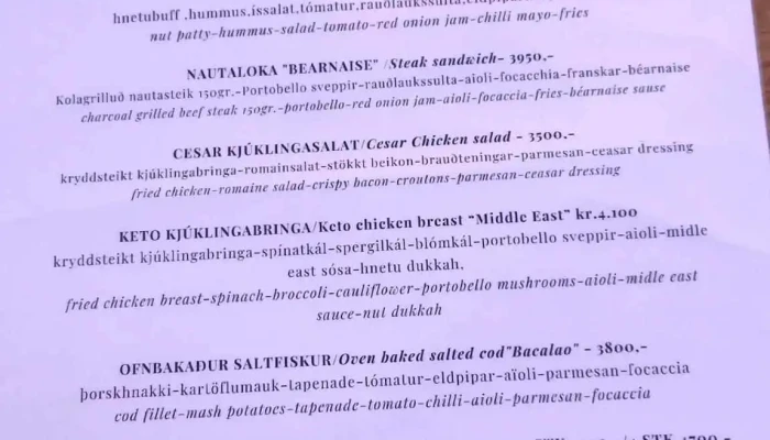 Skyrgerdin Restaurant Matsedill - Hveragerði
