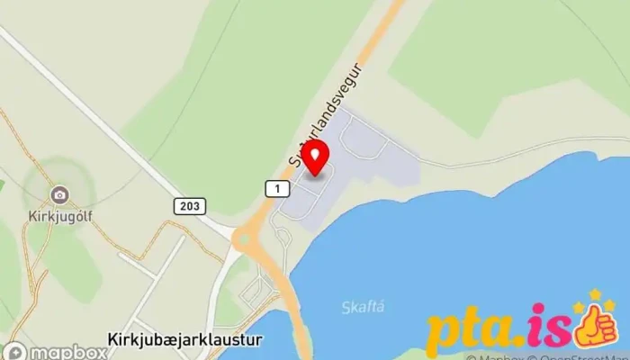 kort yfir Slökkvilið Skaftárhrepps Slökkvistöð í Kirkjubæjarklaustur
