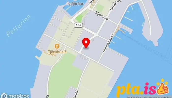 kort yfir Sólbarðar Hjólbarðaverslun, Vélvirki, Tire repair shop í Ísafjörður
