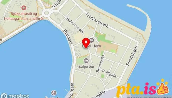 kort yfir Stjórnsýsluhúsið Ráðhús í Ísafjörður