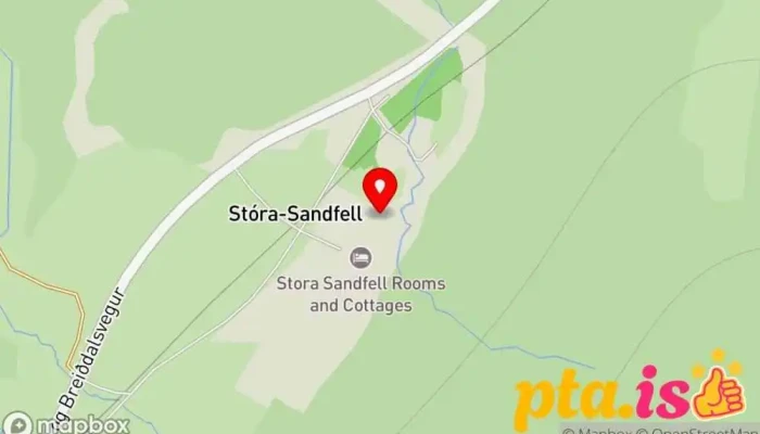 kort yfir Stóra Sandfell Rooms and Cottages Gisting í Egilsstaðir