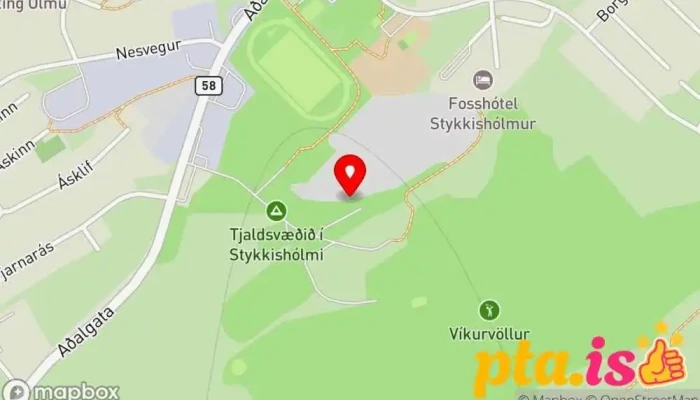 kort yfir Stykkishólmur Tjaldstæði í Stykkishólmur